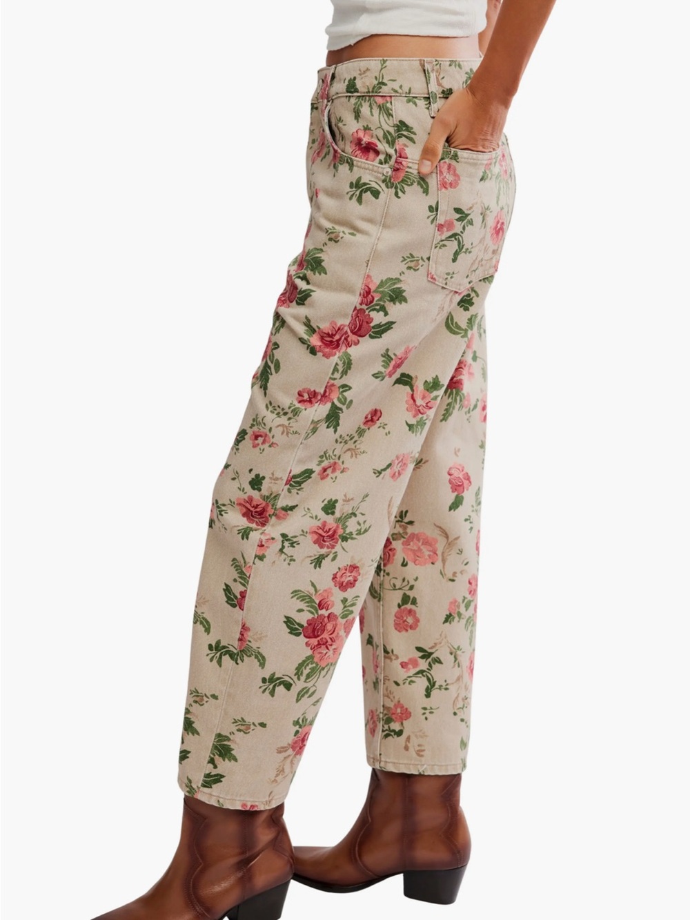 We the free Deep Trance Floral barrel wide Leg Ankle Jeans 31 new - Picture 3 of 9
